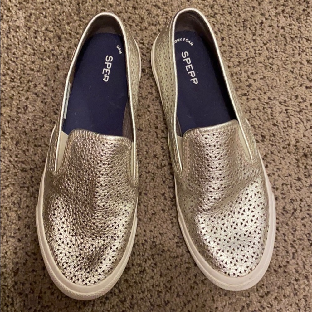 Metallic gold sperry sneakers